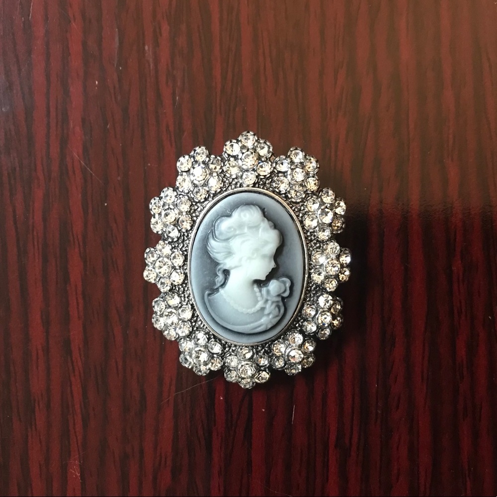 Gorgeous Crystal Cameo Brooch!